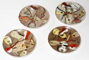 Pierro Fornasetti, Instrumenti Musicali, 4 plates, Fornasetti